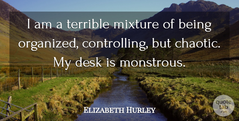 Elizabeth Hurley Quote About Mixtures, Desks, Terrible: I Am A Terrible Mixture...