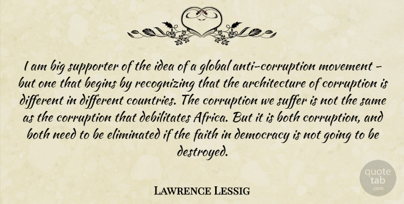Lawrence Lessig Quote About Country, Ideas, Suffering: I Am Big Supporter Of...
