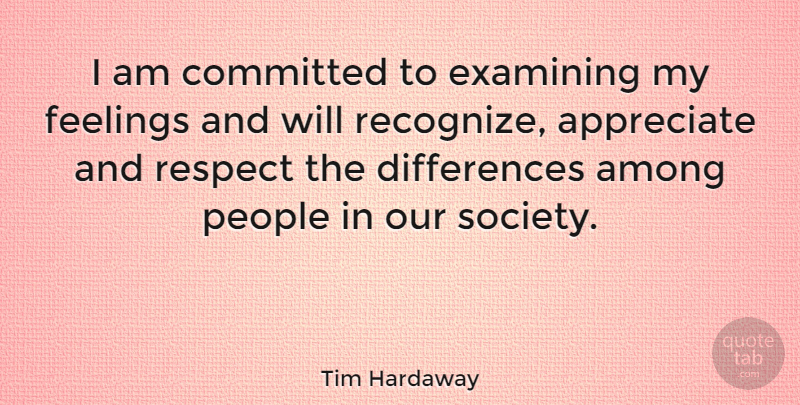 Tim Hardaway Quote About Among, Appreciate, Committed, Examining, Feelings: I Am Committed To Examining...