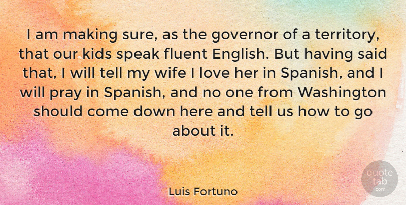 Luis Fortuno Quote About Kids, Wife, Territory: I Am Making Sure As...
