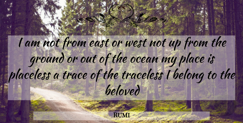 Rumi Quote About Ocean, West, East: I Am Not From East...