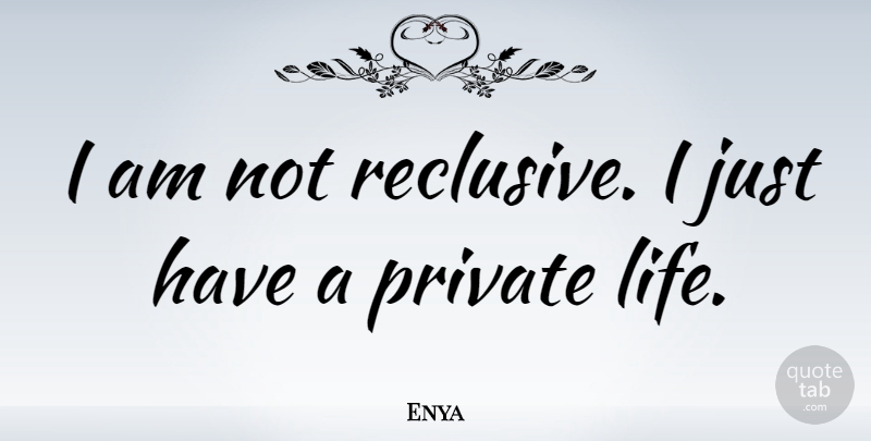 Enya Quote About Private Life: I Am Not Reclusive I...