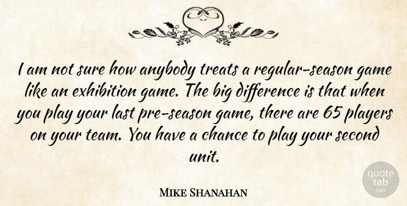Mike Shanahan Quote About Anybody, Chance, Difference, Exhibition, Game: I Am Not Sure How...