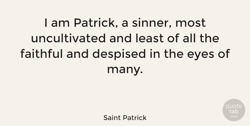 Saint Patrick Quote About Eye, Faithful, Despised: I Am Patrick A Sinner...