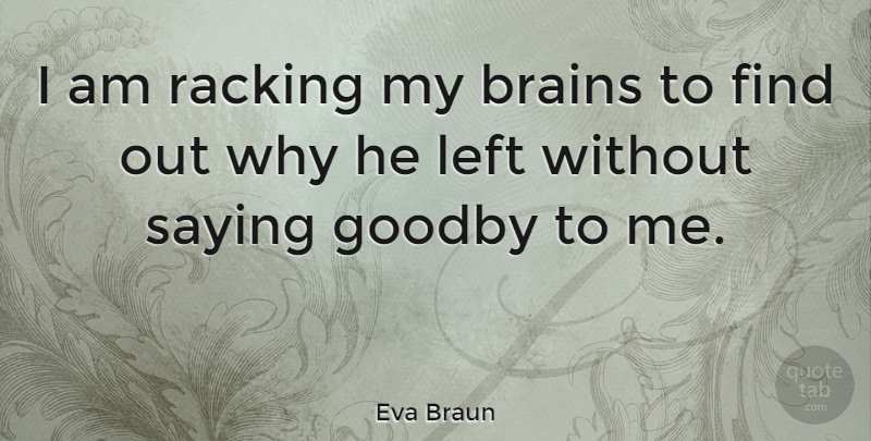 Eva Braun Quote About Farewell, Brain, Left: I Am Racking My Brains...