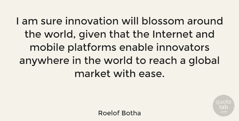 Roelof Botha Quote About Innovation, World, Ease: I Am Sure Innovation Will...