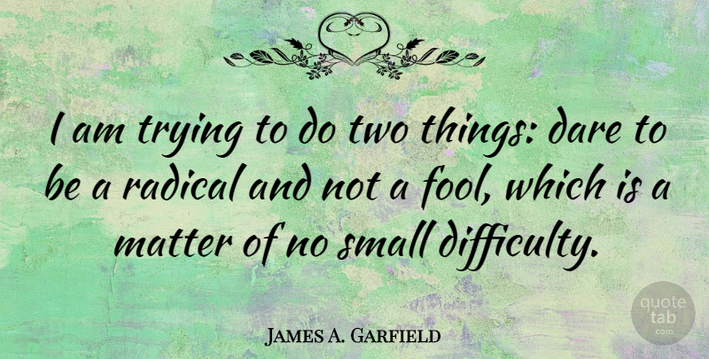 James A. Garfield Quote About Patriotic, Two, Political: I Am Trying To Do...