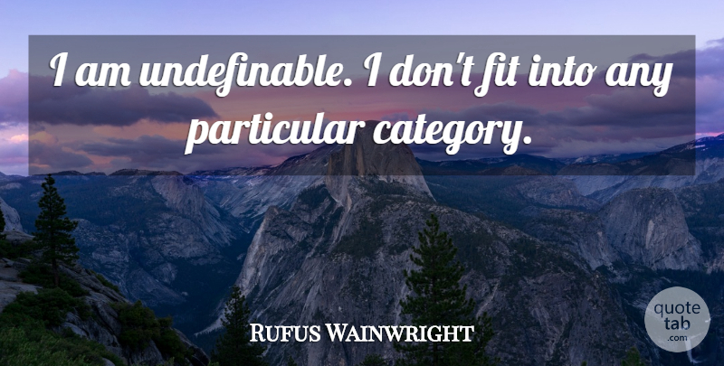 Rufus Wainwright Quote About Fit, Categories, Particular: I Am Undefinable I Dont...