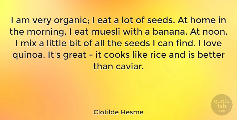 Clotilde Hesme Quote About Bit, Cooks, Eat, Great, Home: I Am Very Organic I...