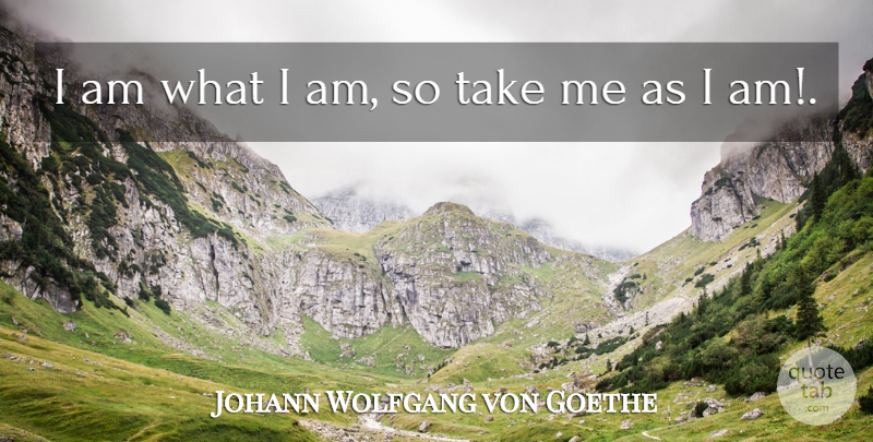Johann Wolfgang von Goethe Quote About Acceptance, Take Me As I Am, I Am What I Am: I Am What I Am...