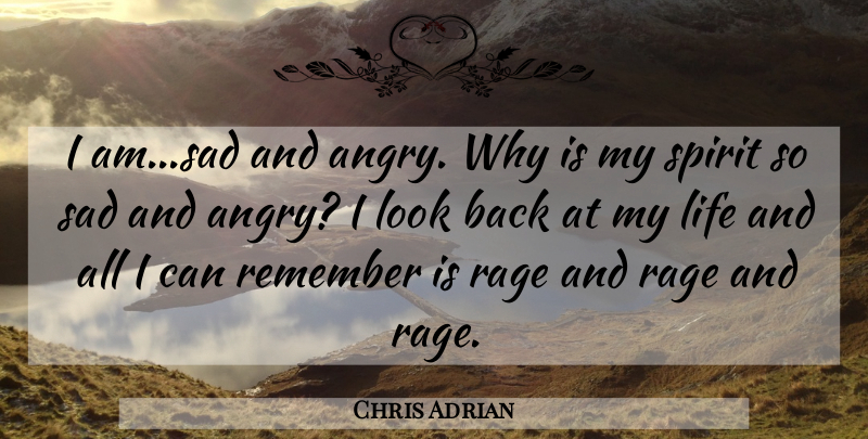 Chris Adrian Quote About Looks, Spirit, Remember: I Amsad And Angry Why...
