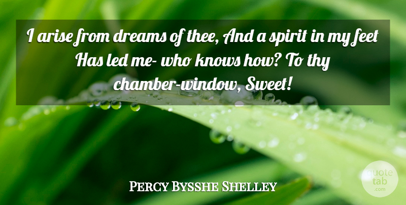 Percy Bysshe Shelley Quote About Dream, Sweet, Feet: I Arise From Dreams Of...