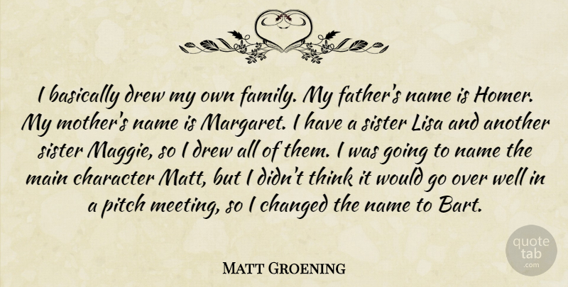 Matt Groening Quote About Mother, Father, Character: I Basically Drew My Own...