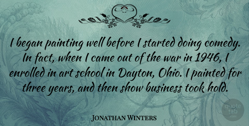 Jonathan Winters Quote About Art, War, School: I Began Painting Well Before...