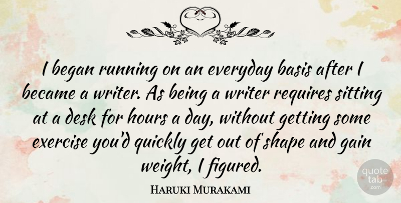 Haruki Murakami Quote About Running, Exercise, Everyday: I Began Running On An...