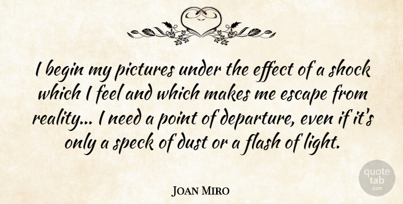 Joan Miro Quote About Reality, Dust, Light: I Begin My Pictures Under...