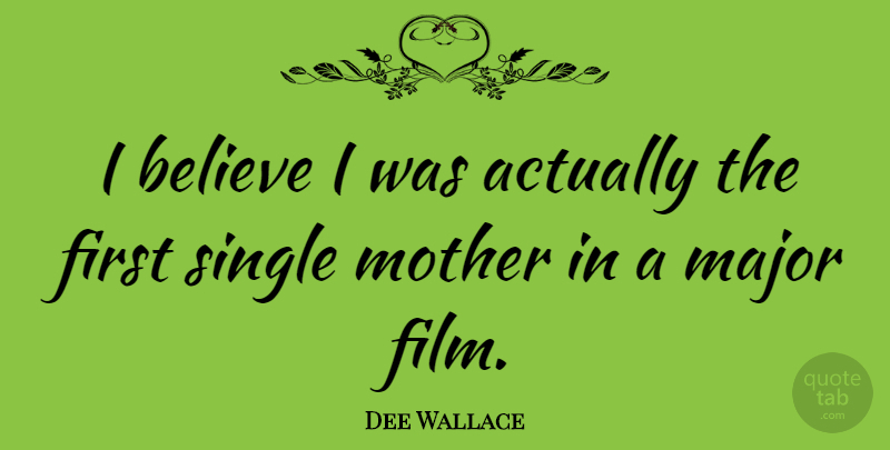 Dee Wallace Quote About Believe: I Believe I Was Actually...