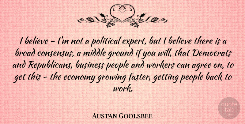 Austan Goolsbee Quote About Believe, People, Political: I Believe Im Not A...