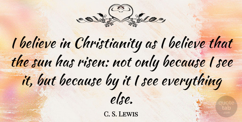 C. S. Lewis Quote About God, Faith, Christian: I Believe In Christianity As...