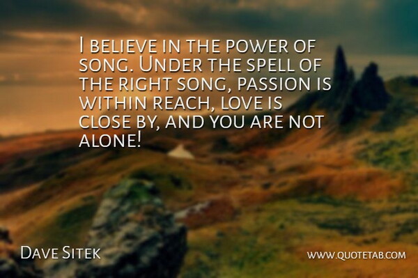 Dave Sitek Quote About Song, Believe, Passion: I Believe In The Power...