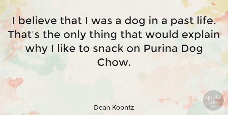 Dean Koontz Quote About Dog, Believe, Past: I Believe That I Was...