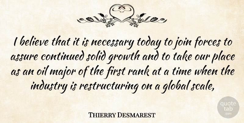 Thierry Desmarest Quote About Assure, Believe, Continued, Forces, Global: I Believe That It Is...