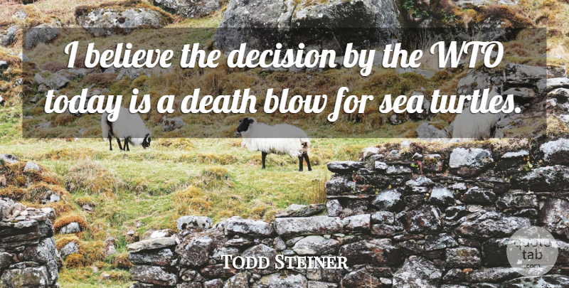 Todd Steiner Quote About Believe, Blow, Death, Decision, Sea: I Believe The Decision By...