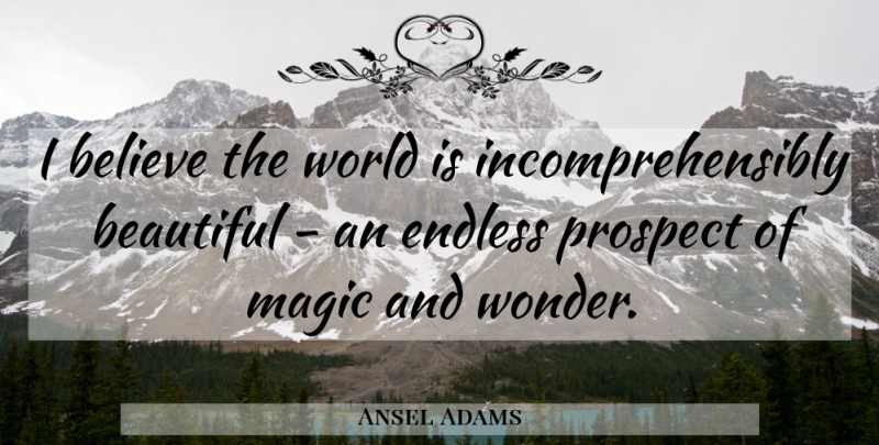 Ansel Adams Quote About Beautiful, Nature, Believe: I Believe The World Is...