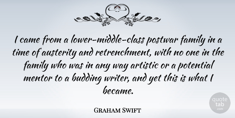 Graham Swift Quote About Class, Mentor, Austerity: I Came From A Lower...