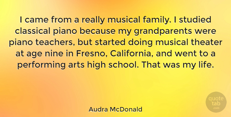 Audra McDonald Quote About Age, Arts, Came, Classical, Family: I Came From A Really...