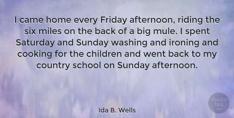 Ida B. Wells Quote About Friday, Country, Children: I Came Home Every Friday...