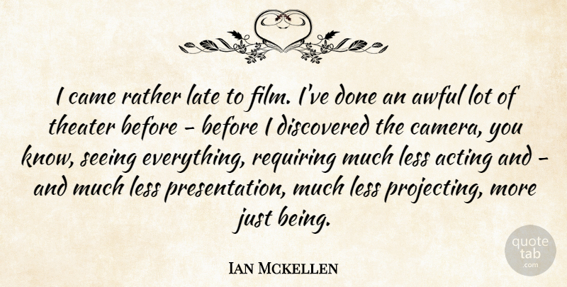 Ian Mckellen Quote About Awful, Discovered, Less, Rather, Requiring: I Came Rather Late To...