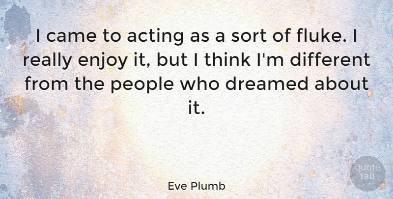 Eve Plumb Quote About Dreamed, People, Sort: I Came To Acting As...