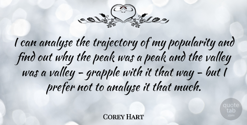 Corey Hart Quote About Way, Valleys, Popularity: I Can Analyse The Trajectory...
