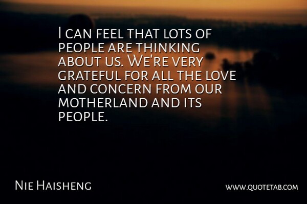 Nie Haisheng Quote About Concern, Grateful, Lots, Love, Motherland: I Can Feel That Lots...