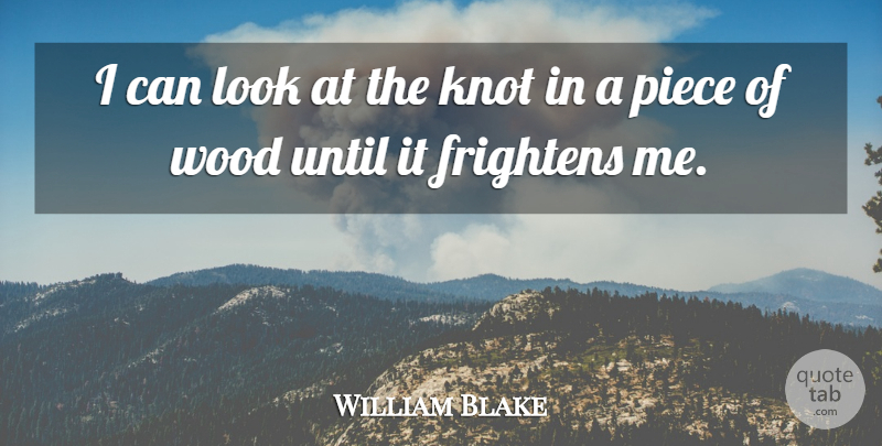 William Blake Quote About Frightens, Piece, Until, Wood: I Can Look At The...