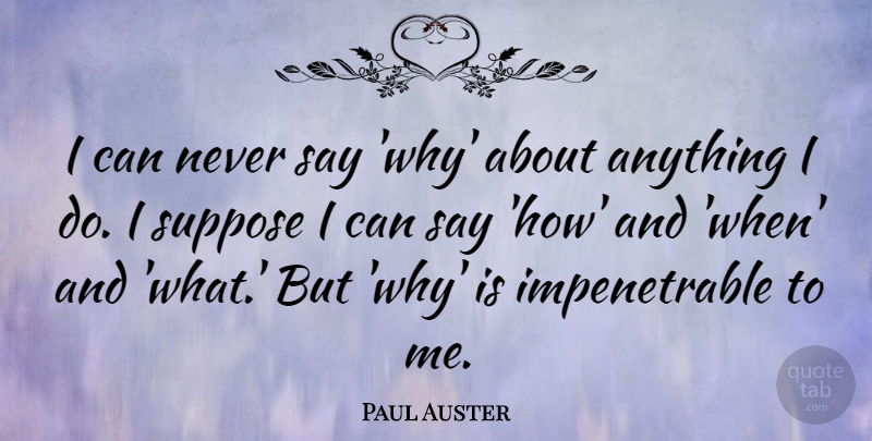 Paul Auster Quote About I Can: I Can Never Say Why...