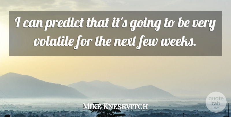Mike Knesevitch Quote About Few, Next, Predict, Volatile: I Can Predict That Its...