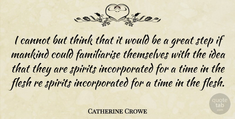 Catherine Crowe Quote About Thinking, Ideas, Flesh: I Cannot But Think That...