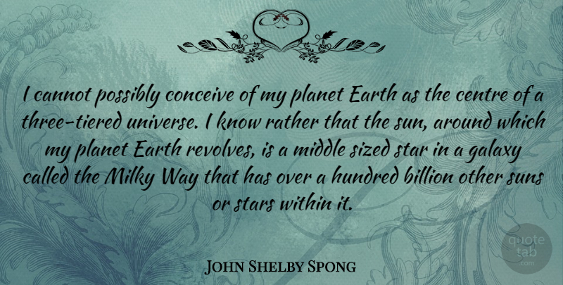 John Shelby Spong Quote About Billion, Cannot, Centre, Conceive, Earth: I Cannot Possibly Conceive Of...