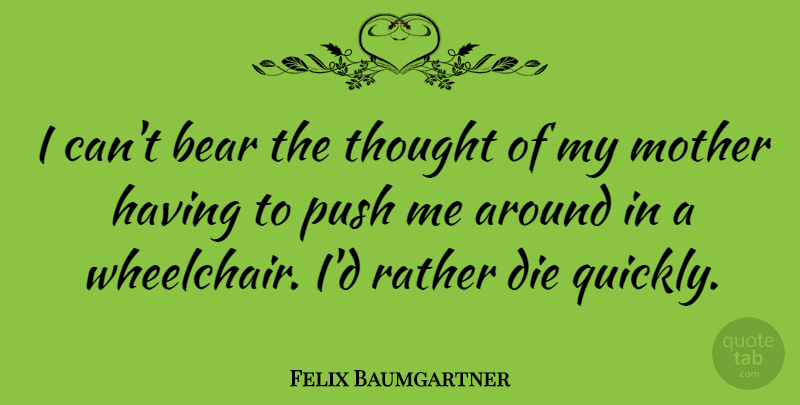 Felix Baumgartner Quote About Mother, Bears, Wheelchairs: I Cant Bear The Thought...
