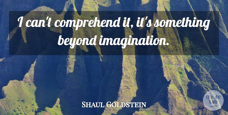 Shaul Goldstein Quote About Beyond, Comprehend, Imagination: I Cant Comprehend It Its...