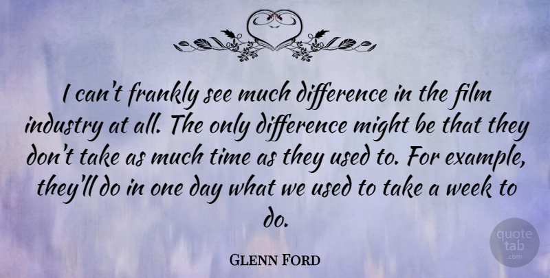 Glenn Ford Quote About Differences, One Day, Might: I Cant Frankly See Much...