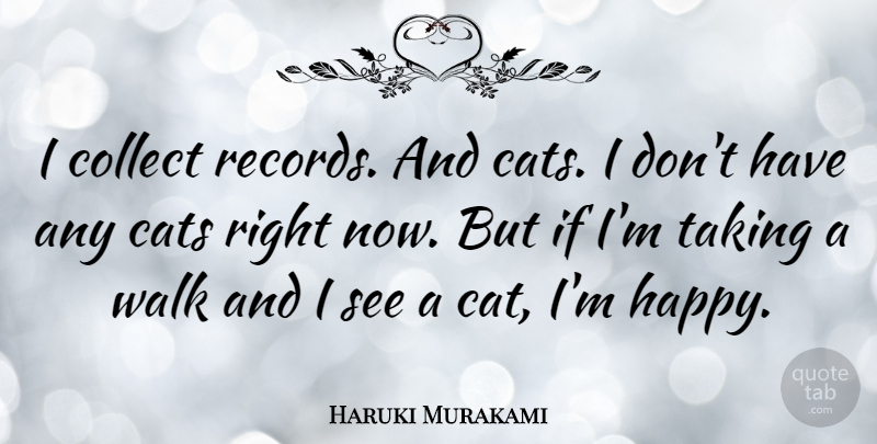 Haruki Murakami Quote About Cat, Records, Walks: I Collect Records And Cats...
