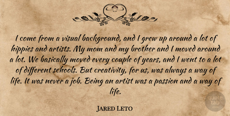 Jared Leto Quote About Mom, Brother, Jobs: I Come From A Visual...