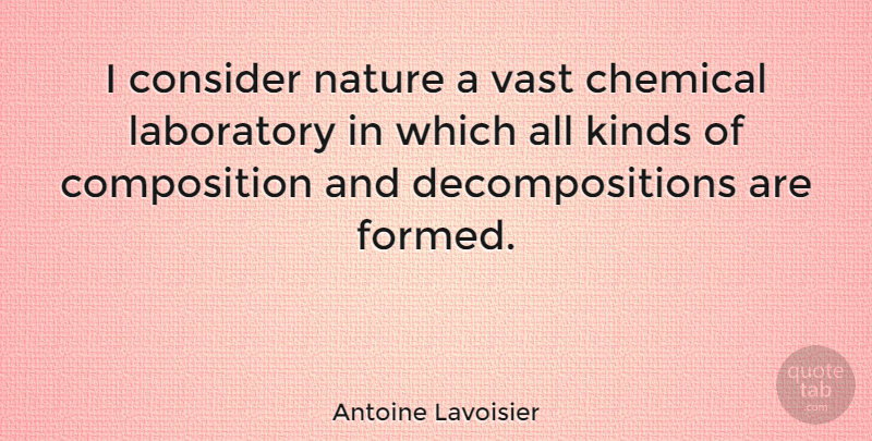 Antoine Lavoisier Quote About Eugenics, Kind, Decomposition: I Consider Nature A Vast...