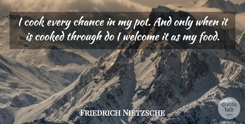 Friedrich Nietzsche Quote About Welcome, Chance, Pot: I Cook Every Chance In...