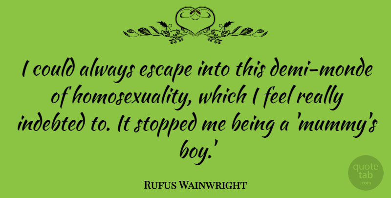 Rufus Wainwright Quote About Boys, Homosexuality, Mummy: I Could Always Escape Into...