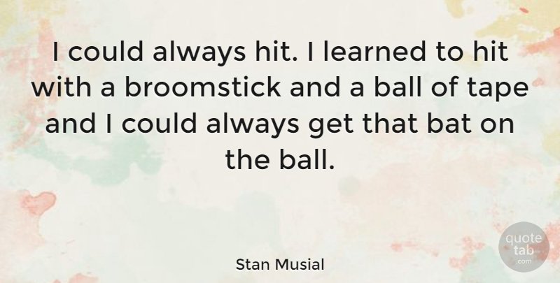 Stan Musial Quote About Hit, Tape: I Could Always Hit I...