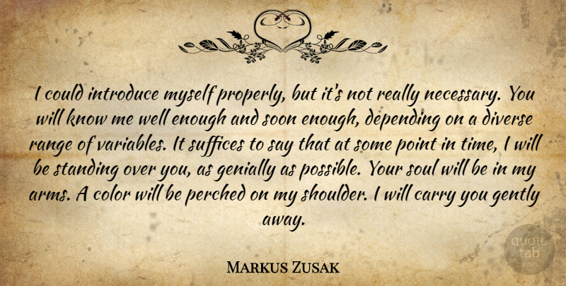 Markus Zusak Quote About Color, Soon Enough, Over You: I Could Introduce Myself Properly...
